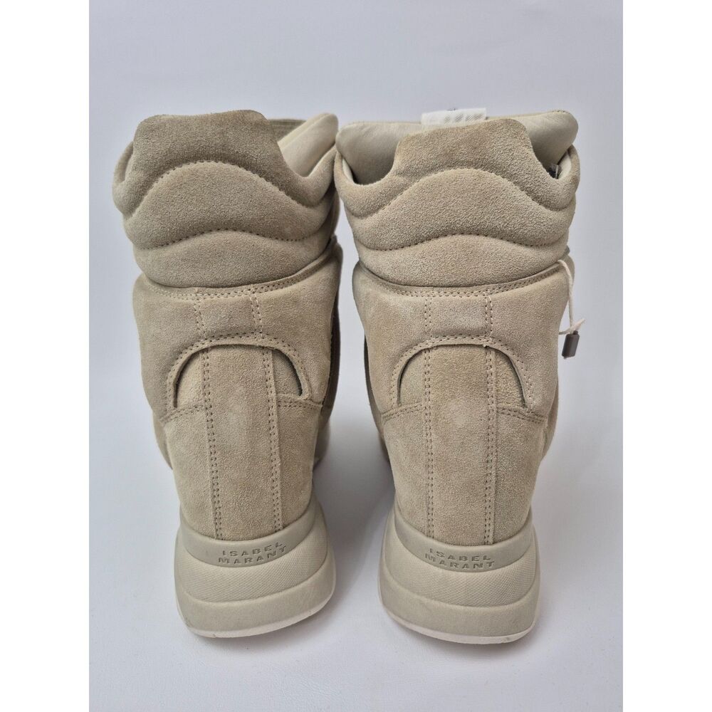 Isabel Marant Women's Beige Suede Balskee Hidden Wedge High Top Sneaker Size 41 - Picture 5 of 7